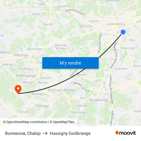 Bonnevoie, Chalop to Hussigny Godbrange map