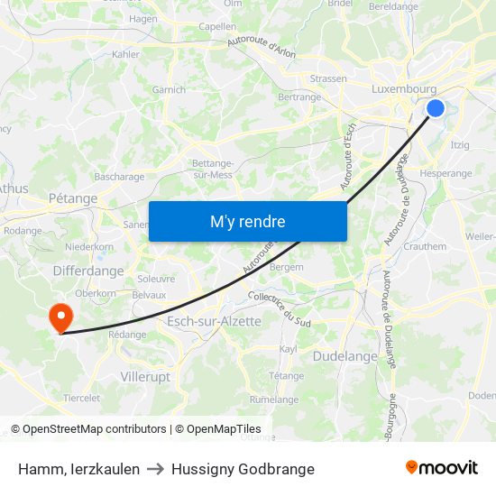 Hamm, Ierzkaulen to Hussigny Godbrange map