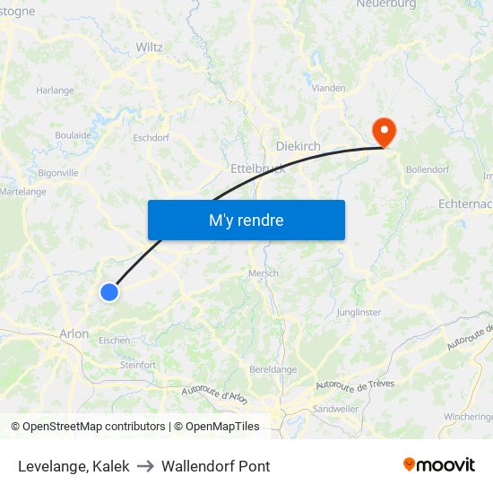 Levelange, Kalek to Wallendorf Pont map