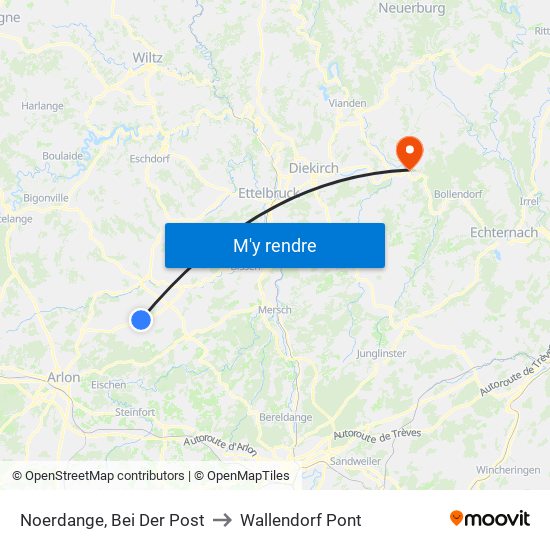 Noerdange, Bei Der Post to Wallendorf Pont map