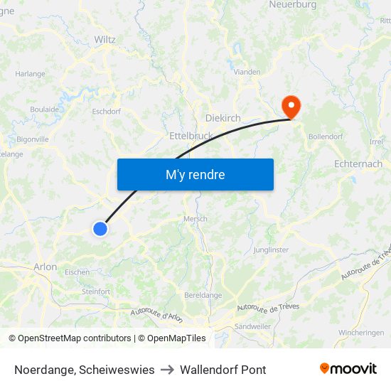 Noerdange, Scheiweswies to Wallendorf Pont map