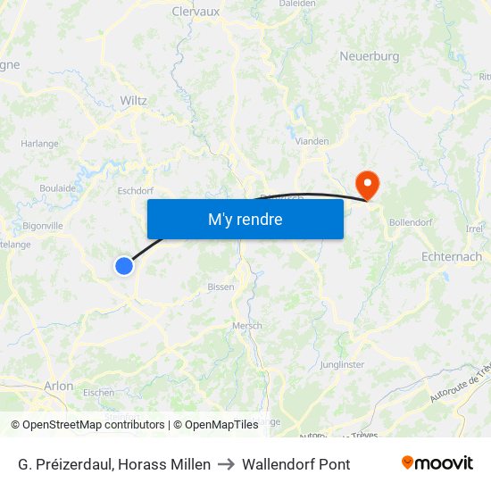 G. Préizerdaul, Horass Millen to Wallendorf Pont map