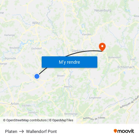 Platen to Wallendorf Pont map