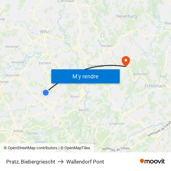 Pratz, Biebergriescht to Wallendorf Pont map