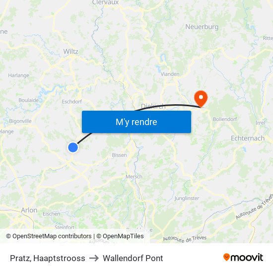 Pratz, Haaptstrooss to Wallendorf Pont map