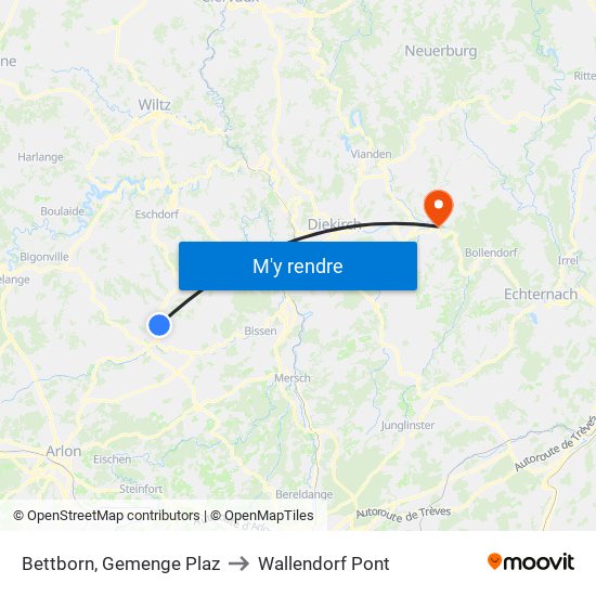 Bettborn, Gemenge Plaz to Wallendorf Pont map