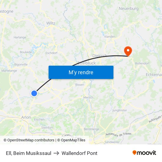 Ell, Beim Musikssaul to Wallendorf Pont map