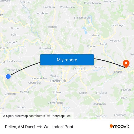 Dellen, AM Duerf to Wallendorf Pont map
