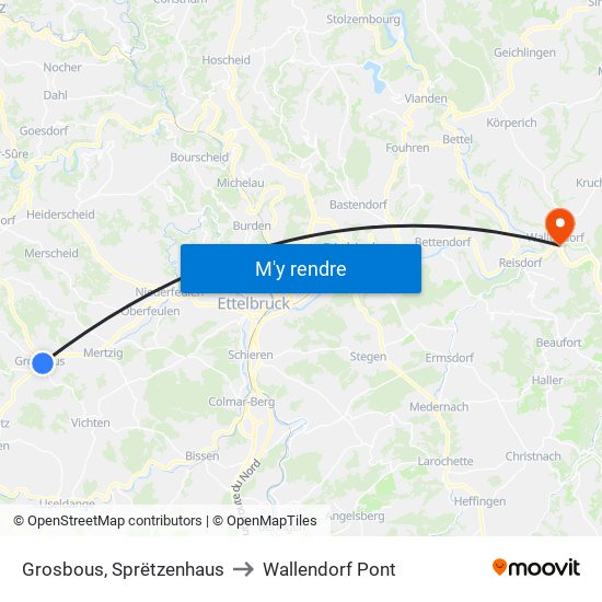 Grosbous, Sprëtzenhaus to Wallendorf Pont map