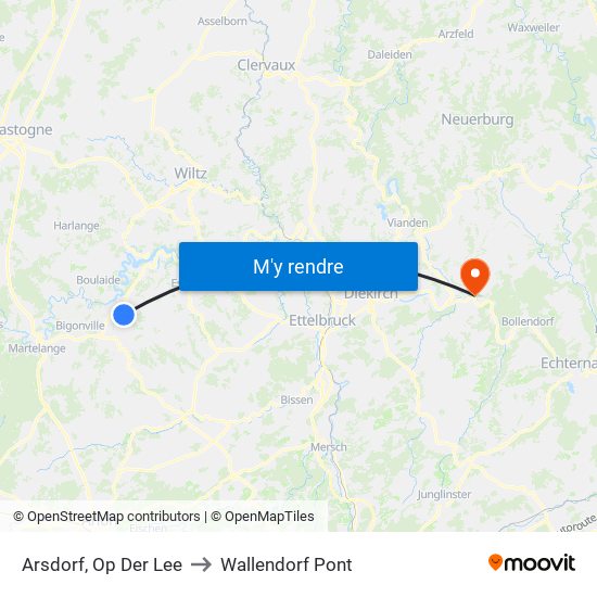 Arsdorf, Op Der Lee to Wallendorf Pont map