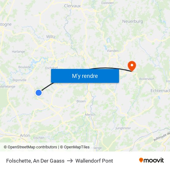 Folschette, An Der Gaass to Wallendorf Pont map