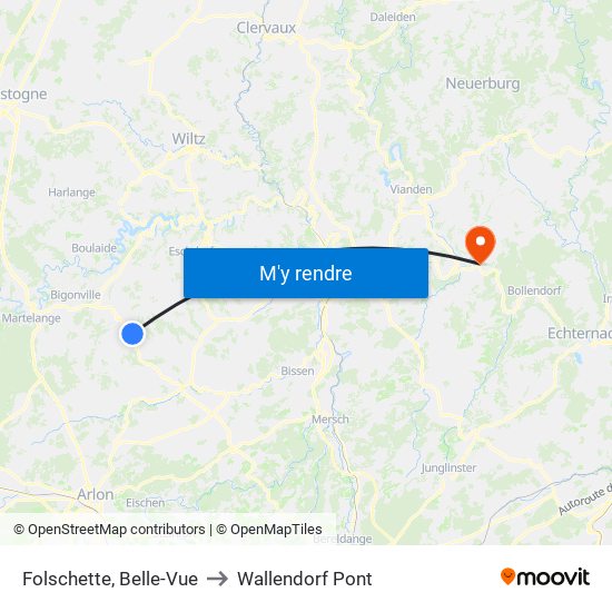 Folschette, Belle-Vue to Wallendorf Pont map