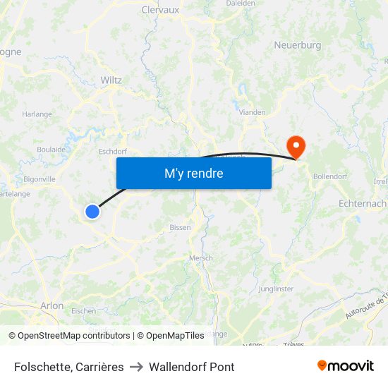 Folschette, Carrières to Wallendorf Pont map