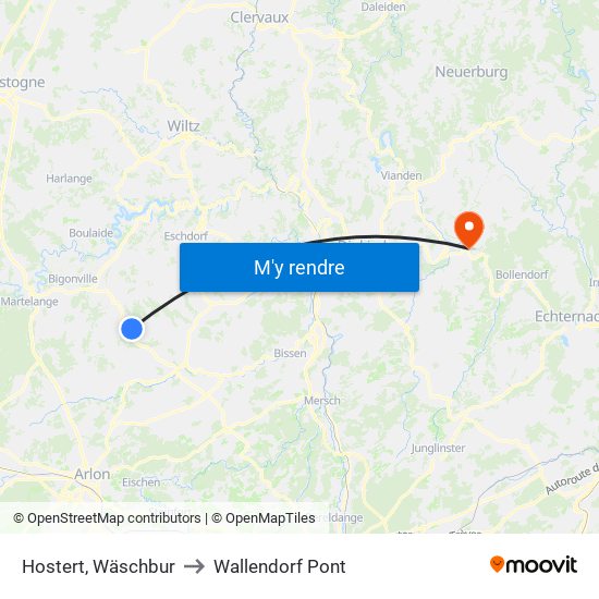 Hostert, Wäschbur to Wallendorf Pont map