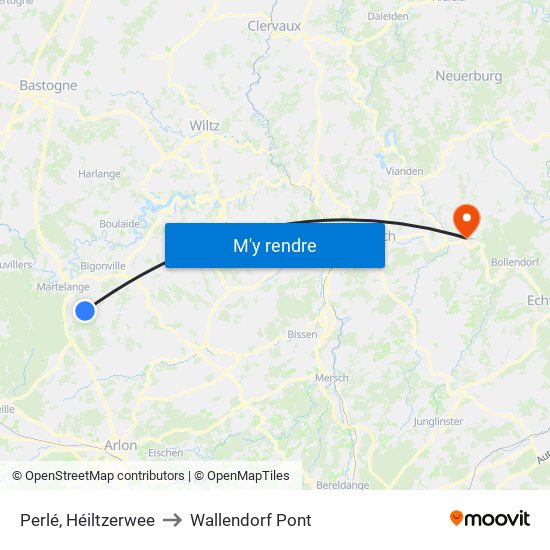 Perlé, Héiltzerwee to Wallendorf Pont map