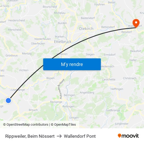 Rippweiler, Beim Nössert to Wallendorf Pont map