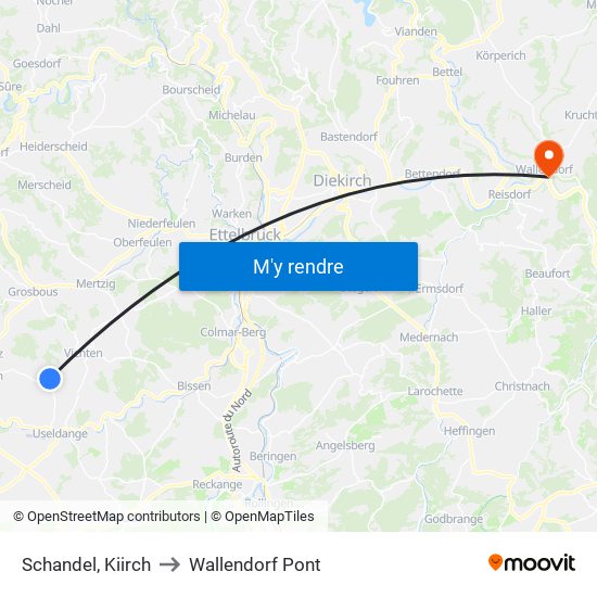 Schandel, Kiirch to Wallendorf Pont map