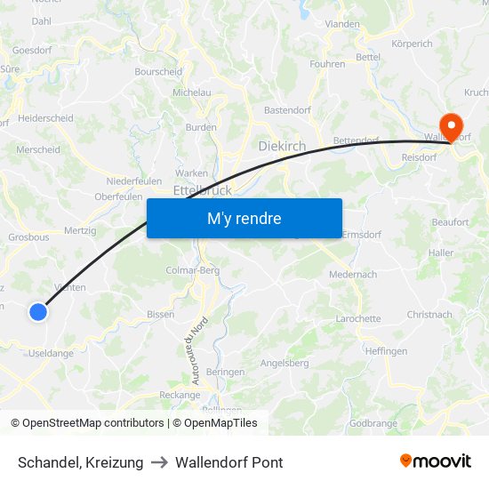 Schandel, Kreizung to Wallendorf Pont map