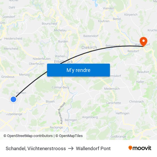 Schandel, Viichtenerstrooss to Wallendorf Pont map