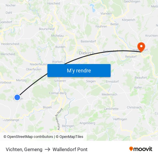 Vichten, Gemeng to Wallendorf Pont map