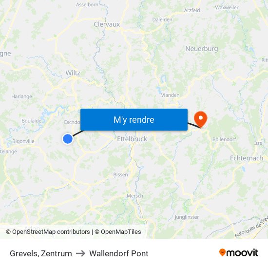 Grevels, Zentrum to Wallendorf Pont map