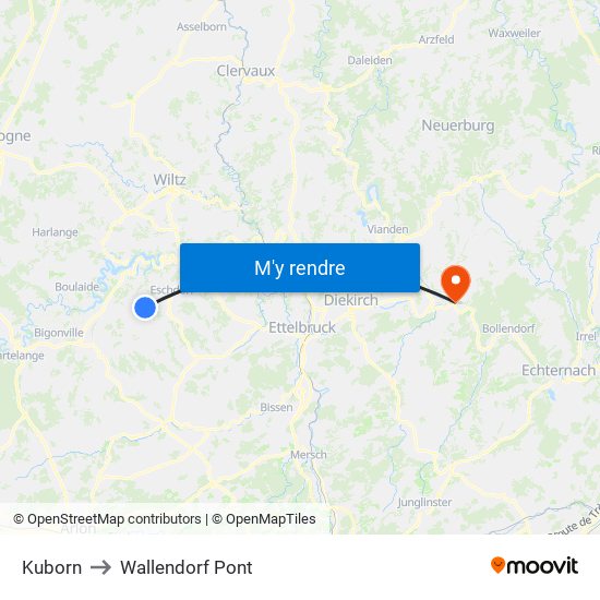 Kuborn to Wallendorf Pont map