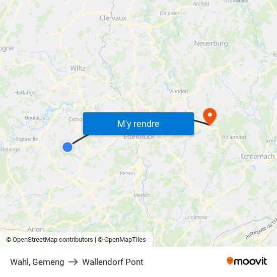 Wahl, Gemeng to Wallendorf Pont map