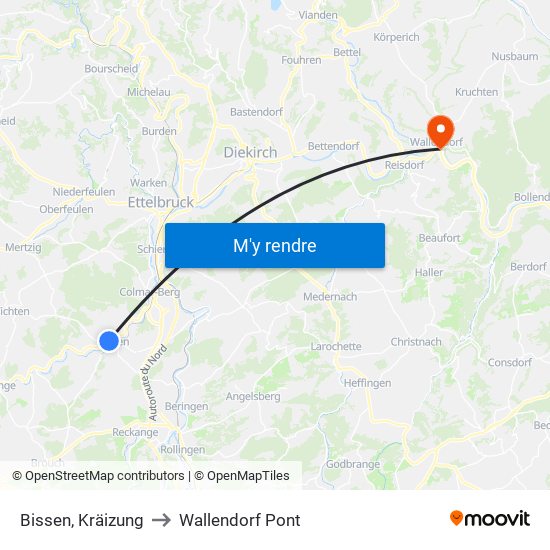 Bissen, Kräizung to Wallendorf Pont map