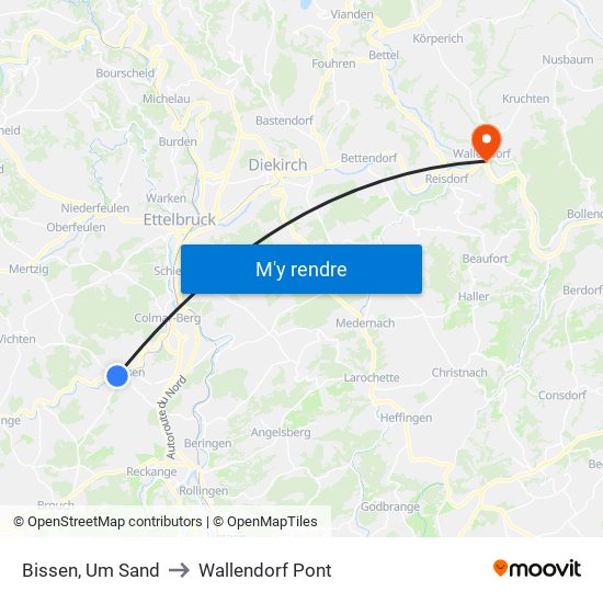 Bissen, Um Sand to Wallendorf Pont map