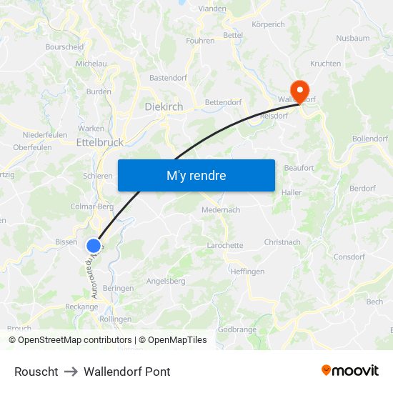 Rouscht to Wallendorf Pont map