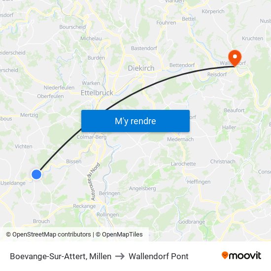 Boevange-Sur-Attert, Millen to Wallendorf Pont map