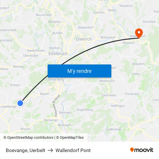 Boevange, Uerbelt to Wallendorf Pont map