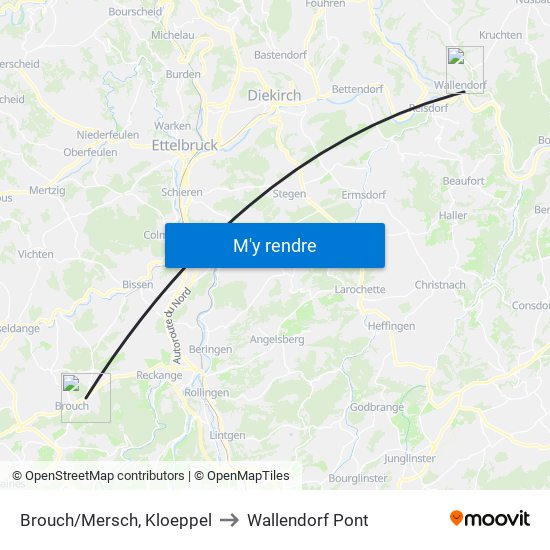 Brouch/Mersch, Kloeppel to Wallendorf Pont map