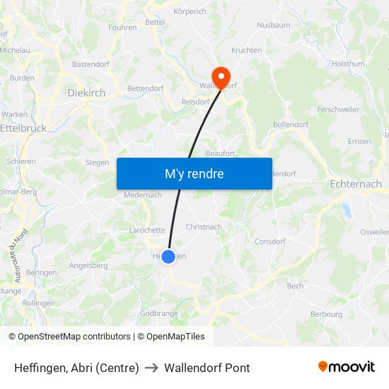 Heffingen, Abri (Centre) to Wallendorf Pont map