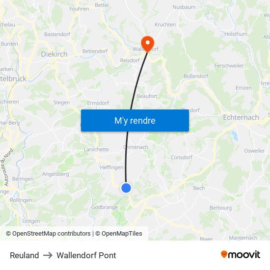 Reuland to Wallendorf Pont map
