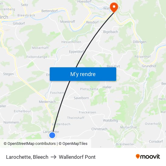 Larochette, Bleech to Wallendorf Pont map