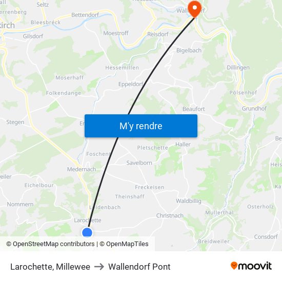 Larochette, Millewee to Wallendorf Pont map