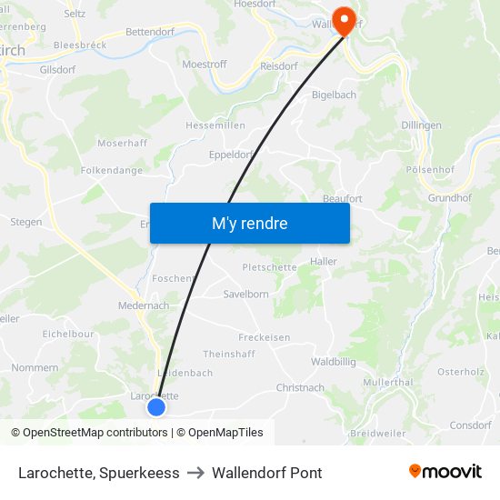 Larochette, Spuerkeess to Wallendorf Pont map