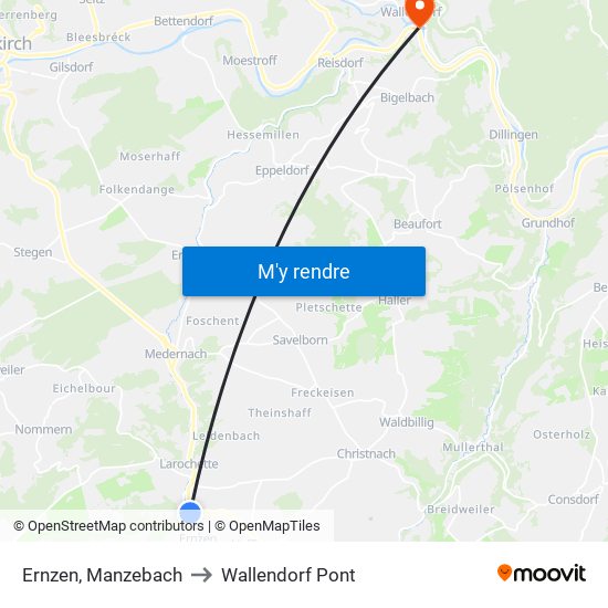 Ernzen, Manzebach to Wallendorf Pont map