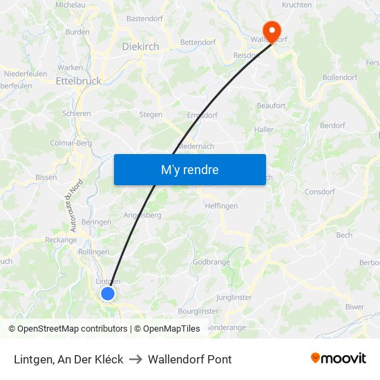Lintgen, An Der Kléck to Wallendorf Pont map