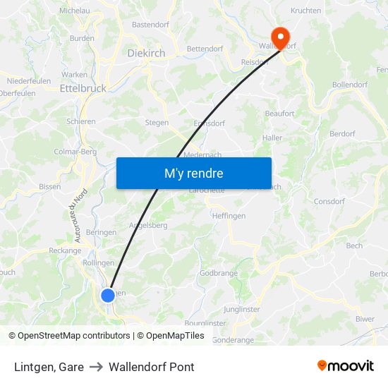 Lintgen, Gare to Wallendorf Pont map