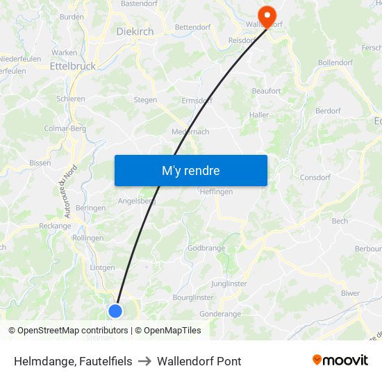 Helmdange, Fautelfiels to Wallendorf Pont map