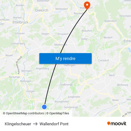 Klingelscheuer to Wallendorf Pont map