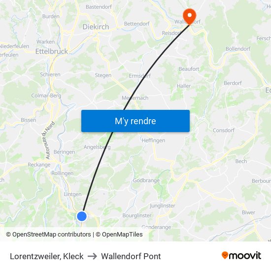 Lorentzweiler, Kleck to Wallendorf Pont map