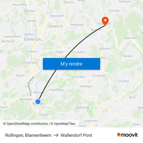 Rollingen, Blannenheem to Wallendorf Pont map