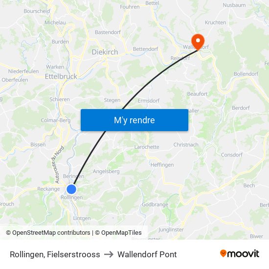 Rollingen, Fielserstrooss to Wallendorf Pont map