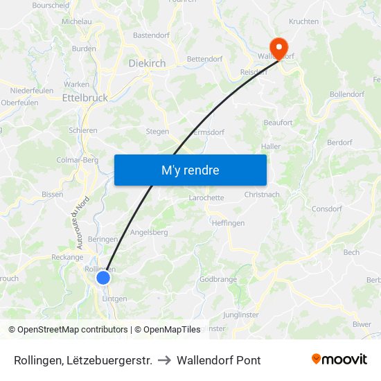 Rollingen, Lëtzebuergerstr. to Wallendorf Pont map