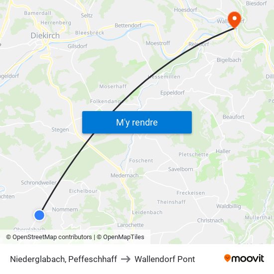 Niederglabach, Peffeschhaff to Wallendorf Pont map