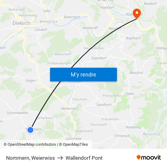 Nommern, Weierwiss to Wallendorf Pont map