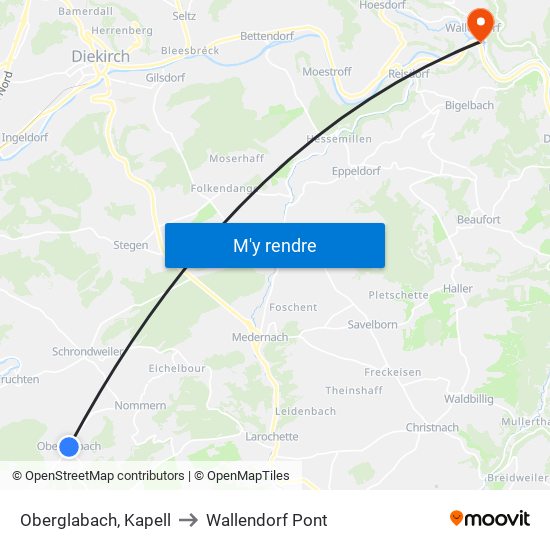 Oberglabach, Kapell to Wallendorf Pont map
